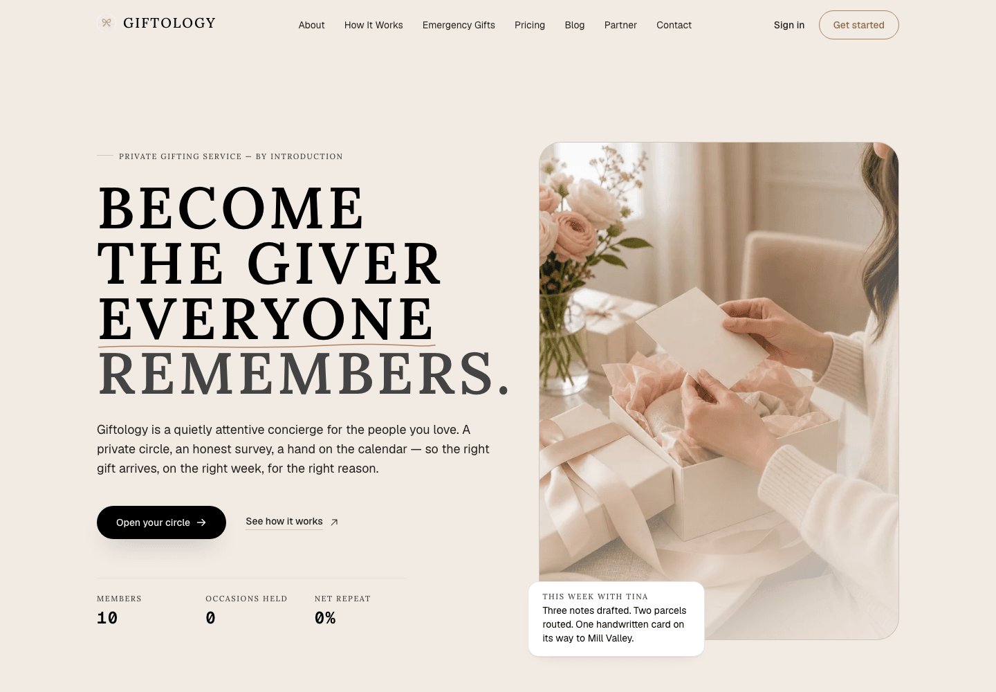 Giftology interface view 1